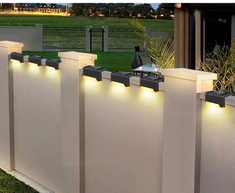 

Solar LED Lamp Path Stair Lamp Outdoor Waterproof Wall Light Balcony Fence Solar Lights Garden Landscape Step Lights Dropshiping