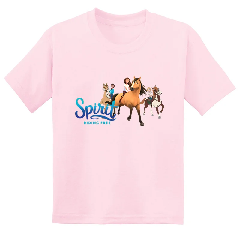 Веселая футболка Lucky & Mustang для девочек с героями мультфильмов милая детская