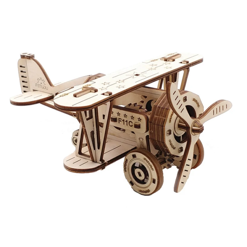 

Mini laser etching cutting machine 3D Wooden Puzzle Game Assembly Adult Toy for men Gift Children Teens Motorcycle biplane craft