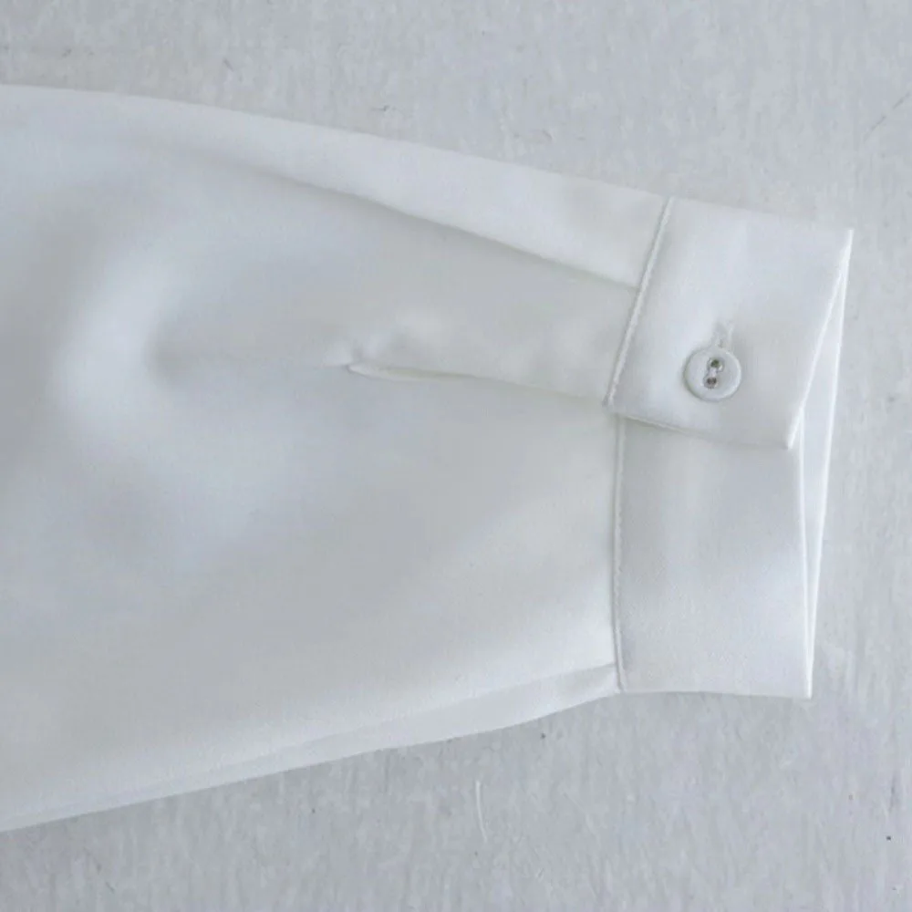 

2021 Spring Summer New Simple Stand-up Collar Pleated Collar Shirt Dress Women Female White Dress Long Sleeve Female Dresses