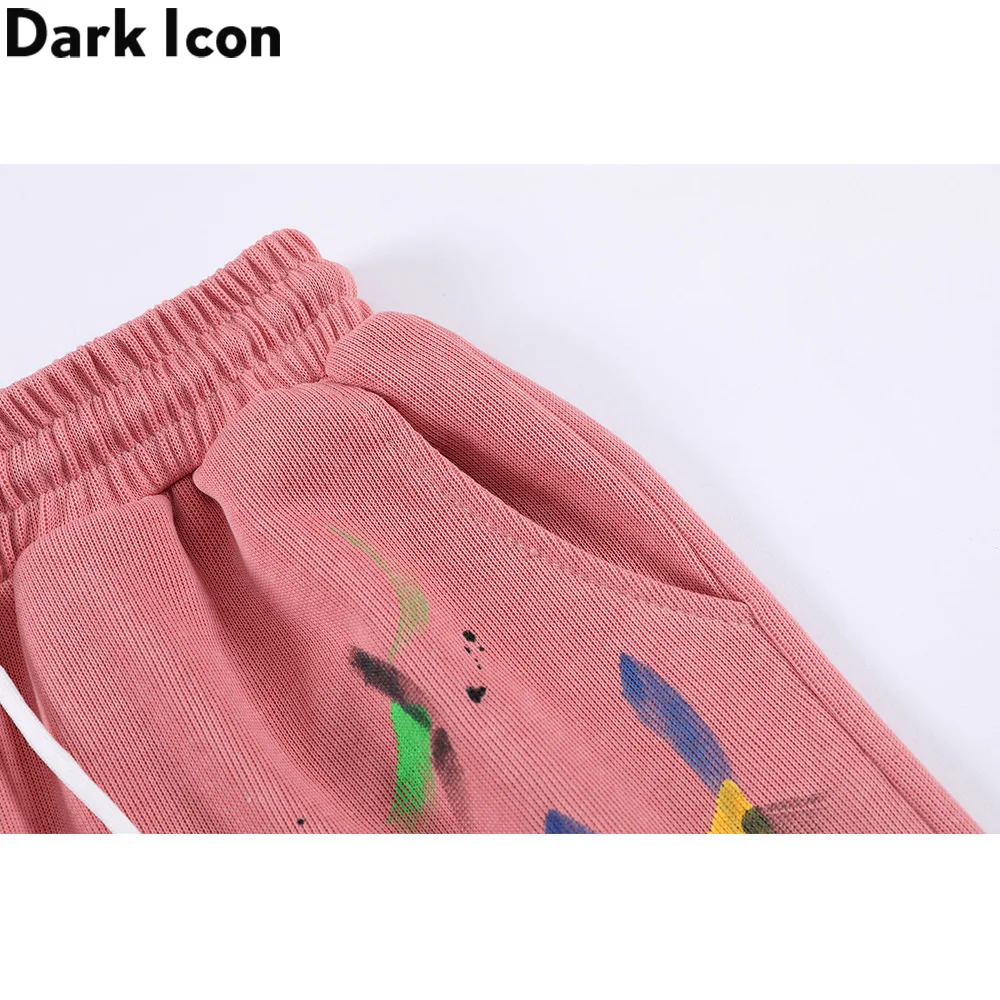 

Dark Icon Straight Foil Paint Splatter Men's Shorts Elastic Waist Draw String Shorts for Man 3 Colors