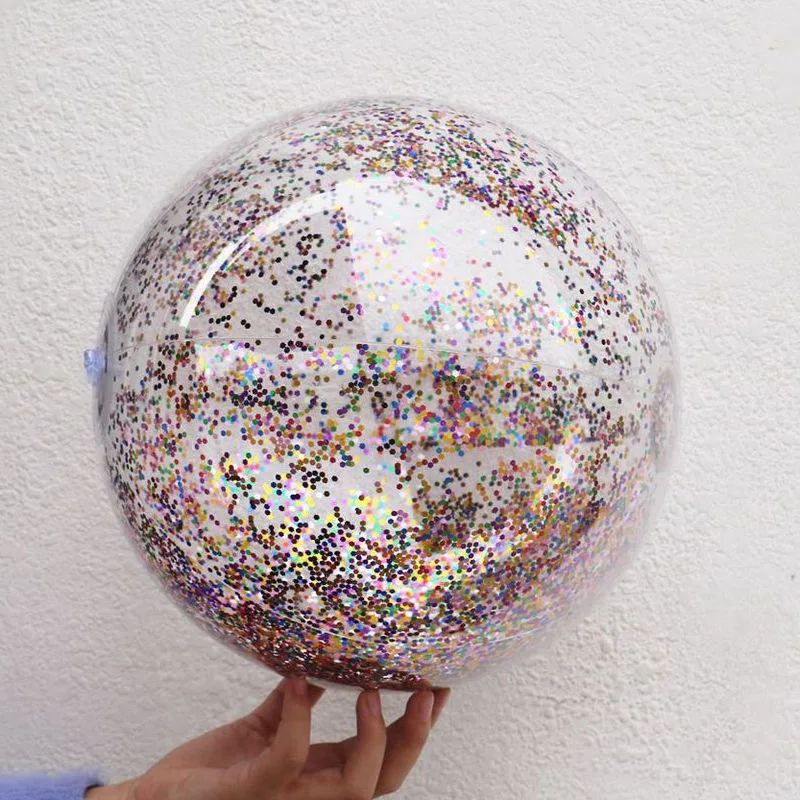 

30cm Summer Children Outdoor silver Beach Inflatable Ball silver confetti balloon latex balloon Happy Birthday Baby Toys
