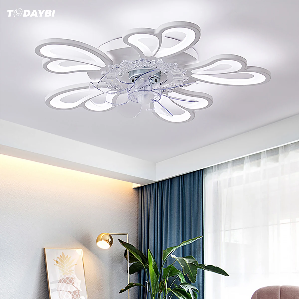 Современный потолочный вентилятор с бесшумный светодиодный светильник Спальня
