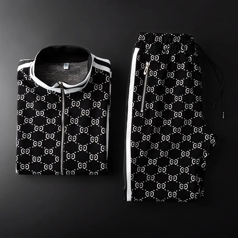 

Europe station spring and autumn bodysuit men's wear with light luxury boy fashion handsome sports leisure two piece suit