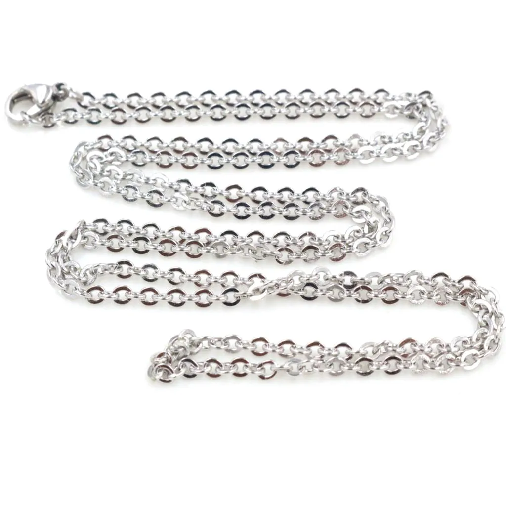 (Не выцветает) 5 шт./лот 3x2 мм Мужская и женская цепочка ожерелье из нержавеющей стали 316L О-образный кулон ожерелье модное ювелирное изделие длиной 50 см 70 см