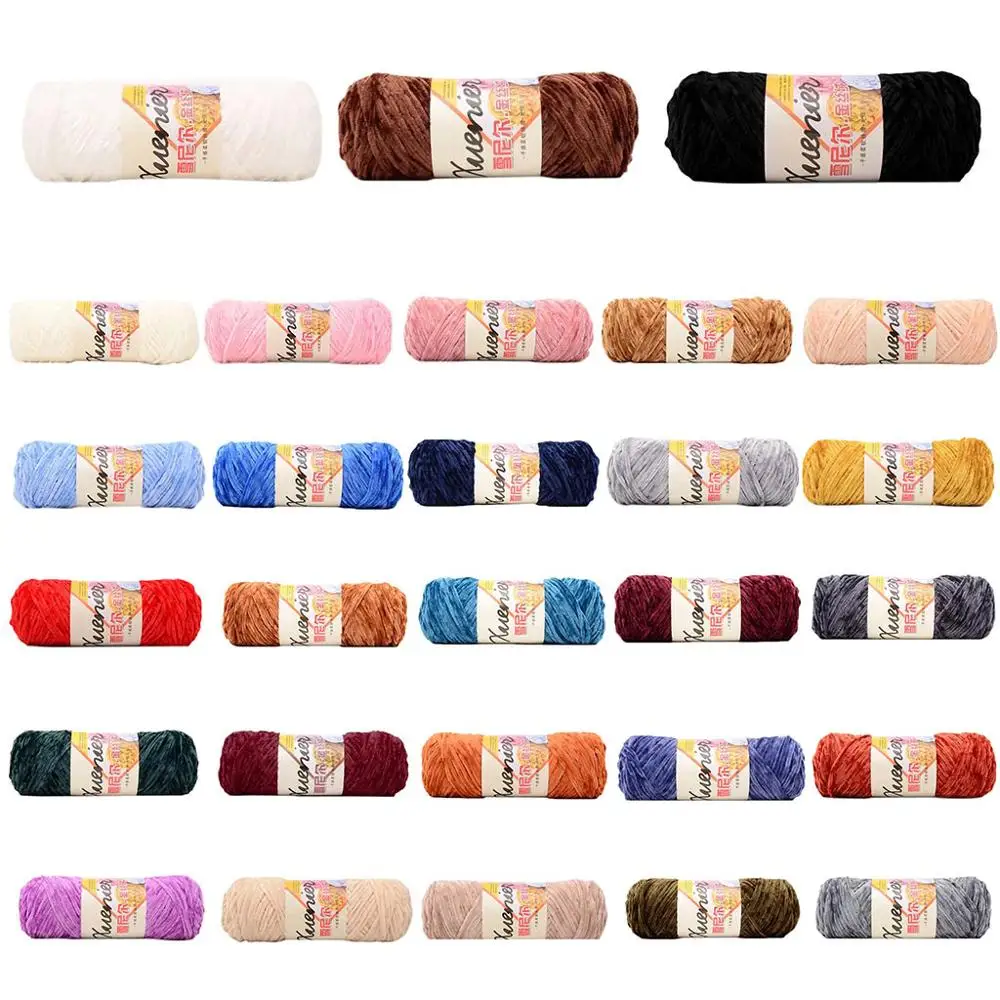 Бархатная пряжа Chenille 100 г мягкая однотонная ручная вязка толстая вязаная крючком