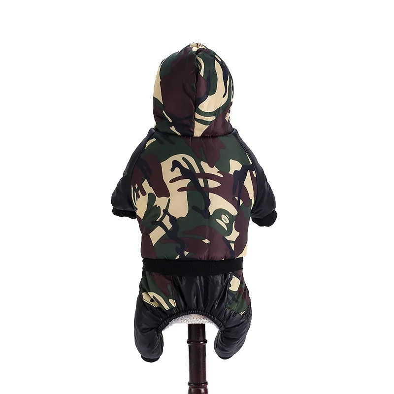 

Dog Clothes Pet Autumn and Winter Warm Hoodie Pet Plus Velvet Thick Camouflage Cotton Puppy Four-Legged Clothes
