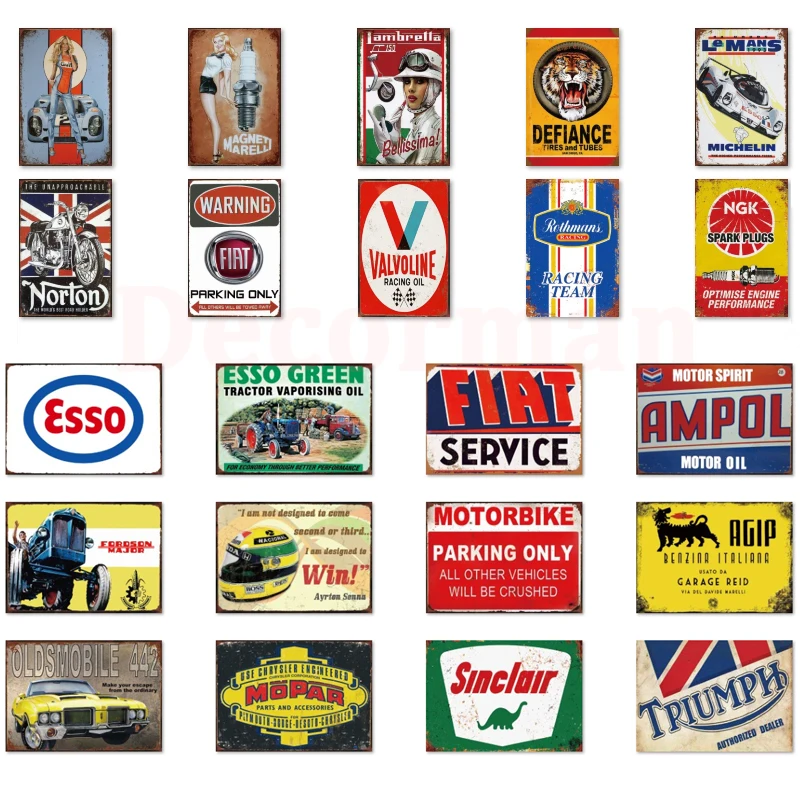

[ DecorMan] Norton ESSO Car Motor Metal Signs Posters Vintage Iron Painting Custom Club Decor LTA-1708