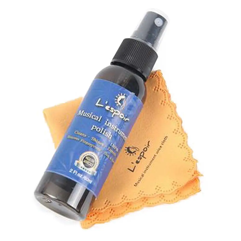 

60ML Guitar Cleaner Instrument Cleaning Care Oil Wiping Piano Cloth Set Musical Instrument Brightening Wax Cleaning Spray