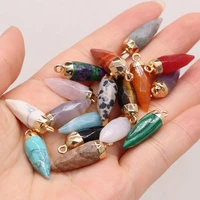 natural stone lapis lazuli pendants cone turquoise rose quartzs for jewelry making women necklace earrings reiki heal crafts