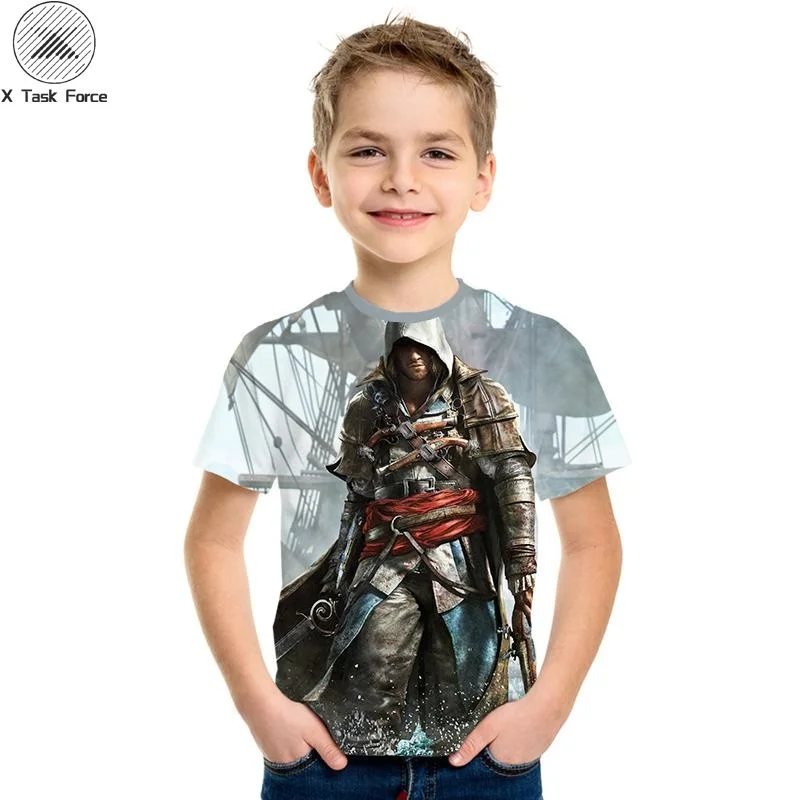 Assassin's Creed/детская одежда для активного отдыха с 3d принтом приталенная рубашка