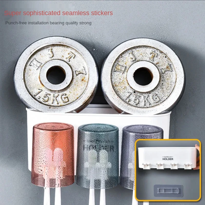 toothbrush holder wall set toothbrush cup mouthwash cup toothpaste squeezer tooth cup household washing table shelf free global shipping