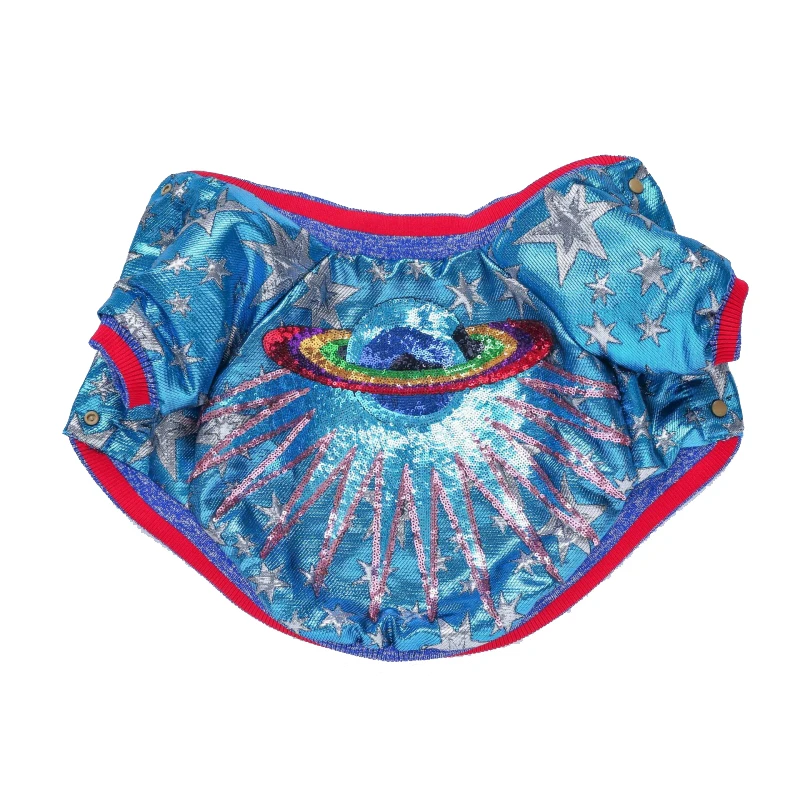 Куртка с вышивкой для собак пальто зимняя теплая одежда блестками Дизайнерская