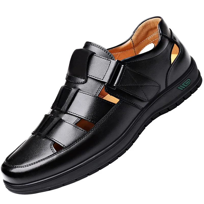 

Men's Genuine Leather Sandals Hollowed Out Breathable Summer Casual Shoes Leisure High Quality Soft Cow Leather Durable Sole
