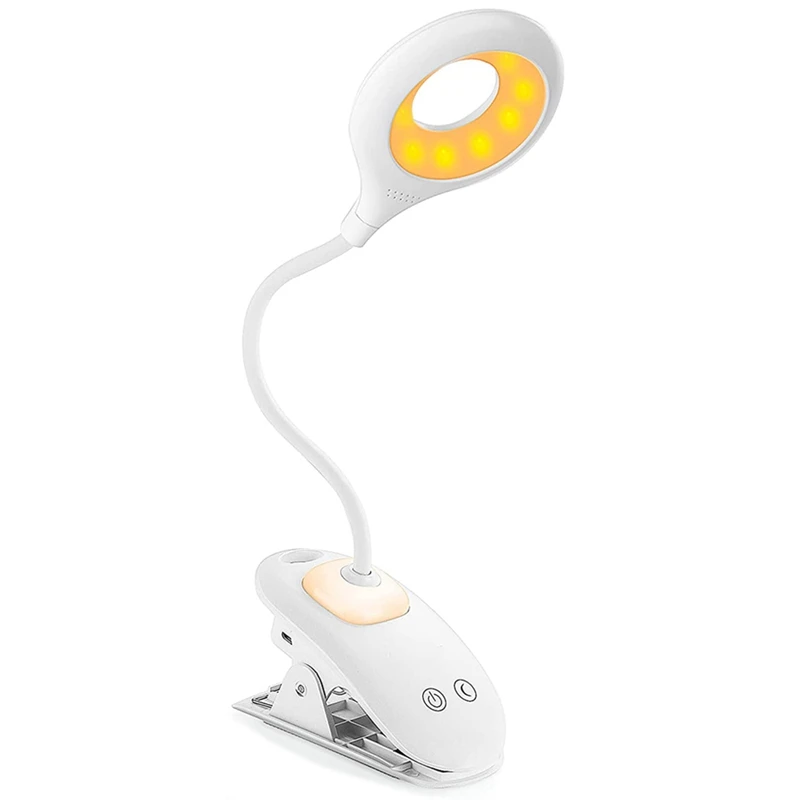 

Reading Light/ Desk Lamp, Recharge Clip On Light With Night Light, 3 Color Modes Bed Lamp Flexible Gooseneck Clamp Lamp