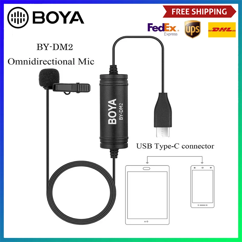 

BOYA BY-DM2 Lavalier Microphone Clip-on Mic with USB Type-C Interface for Android Smartphones Huawei Mate 10 Samsung Xiaomi