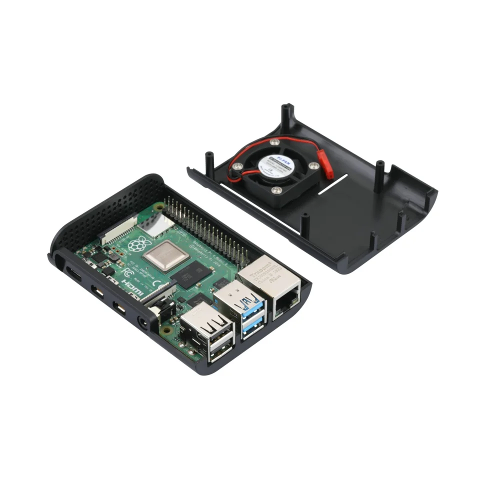 Чехол Raspberry Pi 4 ABS с вентилятором черный прозрачный корпус корпуса для RPI Model