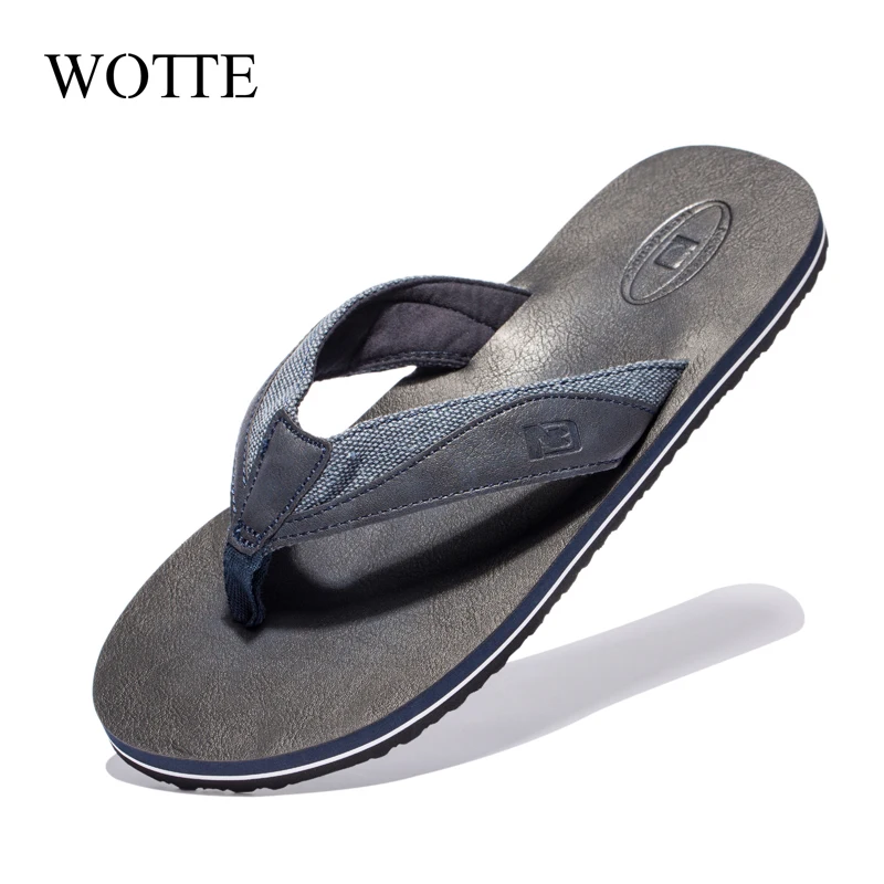 

WOTTE Summer Flip Flops Men Slippers Shoes Cool Light sandalias hombre Beach Slippers Comfortable Men's Casual Shoes Big Size 48