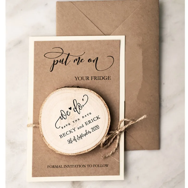 Деревянные магниты в деревенском стиле для свадьбы персонализированные