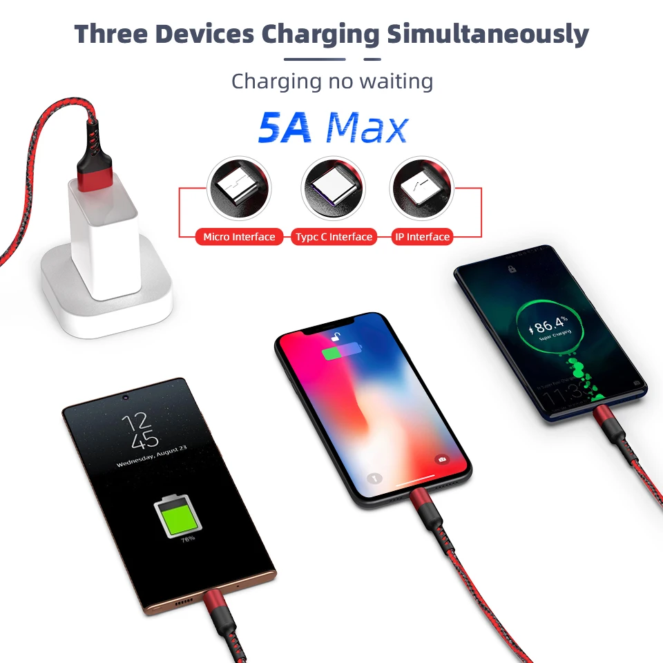 3 в 1 Micro Usb мульти кабель для быстрой зарядки Type C 3в1 Tipo зарядного устройства Kabel