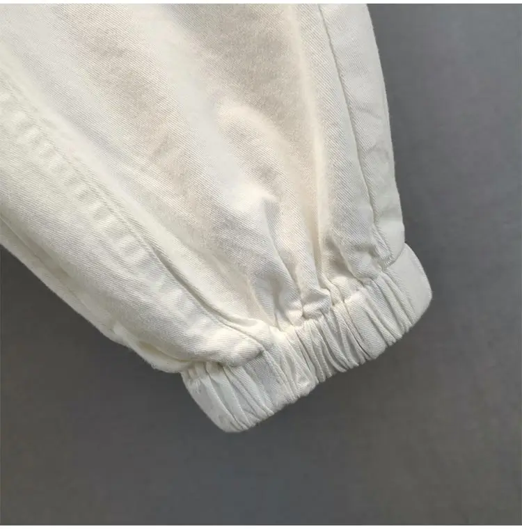

White Overalls Casual Trousers Women's Fashionable 2021 Spring New High Waist Slimming Loose Cropped Harem Drop Crotch Pants