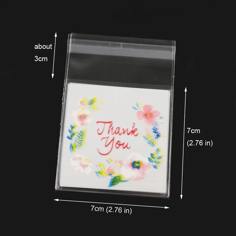 7x7cm thank you 100 шт 7x7 см веселое рождественское печенье конфеты пластиковые пакеты прозрачные вечерние Подарочные Сумки Канцелярские принадлежности пластиковый конверт - Цвет: 7x7cm thank you