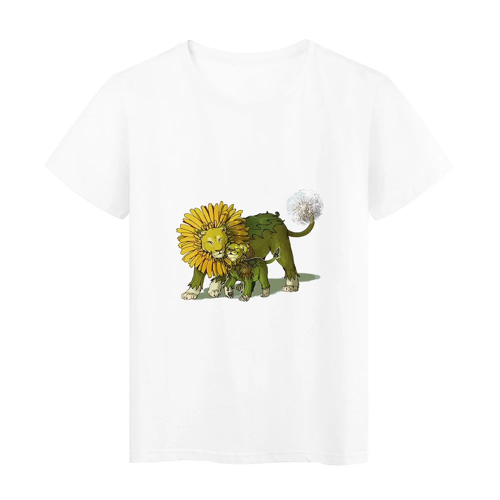 

Fashion High Street Women T Shirt Sunflower Lion Dandelion Printed Harajuku Trendy Clothes Female Short Sleeve Top Tumblr Ropa