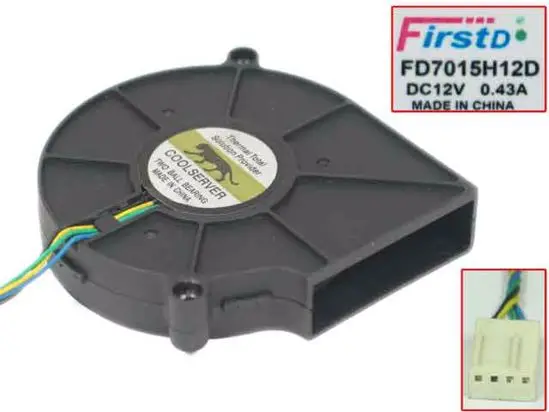 4-проводной вентилятор охлаждения сервера Firstd FD7015H12D DC 12 В 0.43A 75x75x15 мм