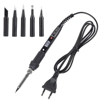 jcd 80w adjustable temperature soldering iron lcd 908s electric solder iron kit high quality tips 220v 110v welding repair tools