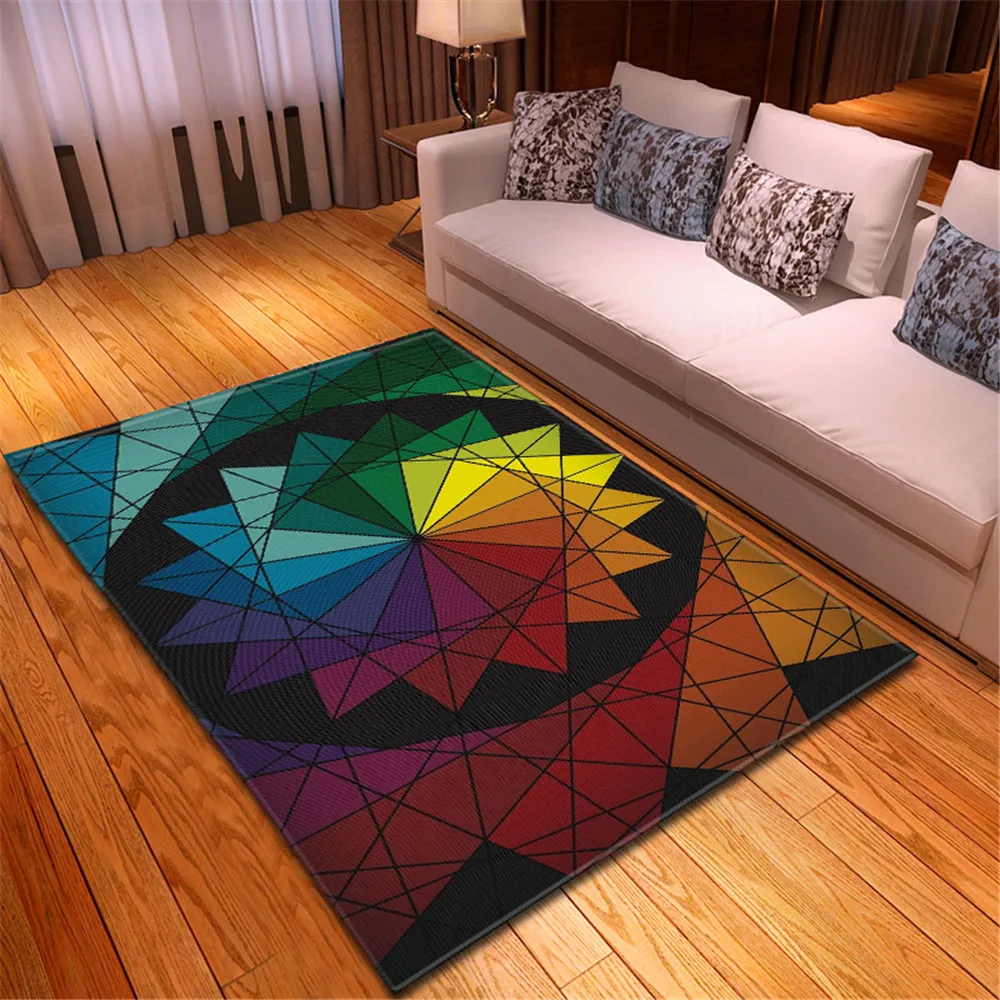 

Colorful Gradient Geometric Pattern Rug Carpet for Living Room Non-slip Kitchen Corridor Area Rug Children Room Bedside Play Mat