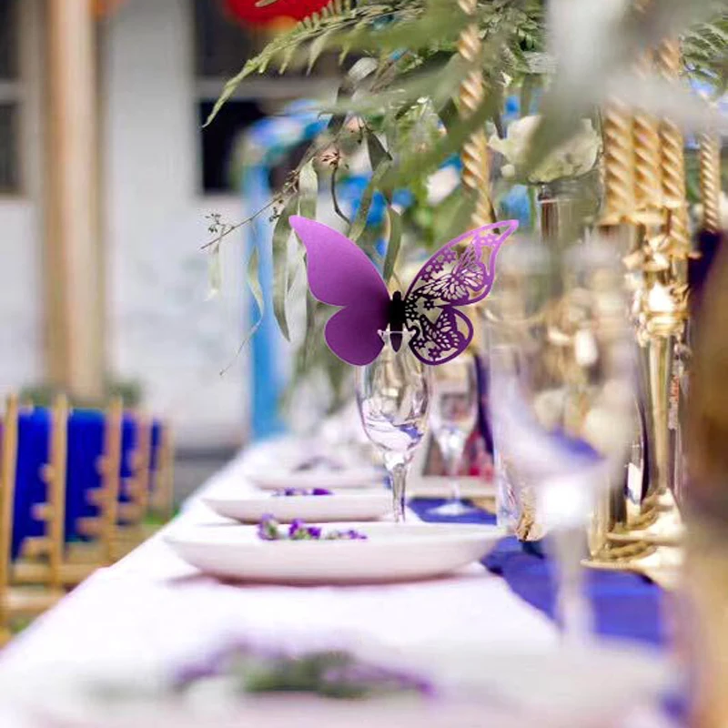 25 шт. бокал для вина карточка с именем и местом бабочка вечерние карточный стол