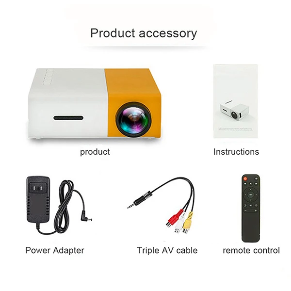 

Projector Mini Projector Portable Theater Home Office HD 1080P Yellow VH99
