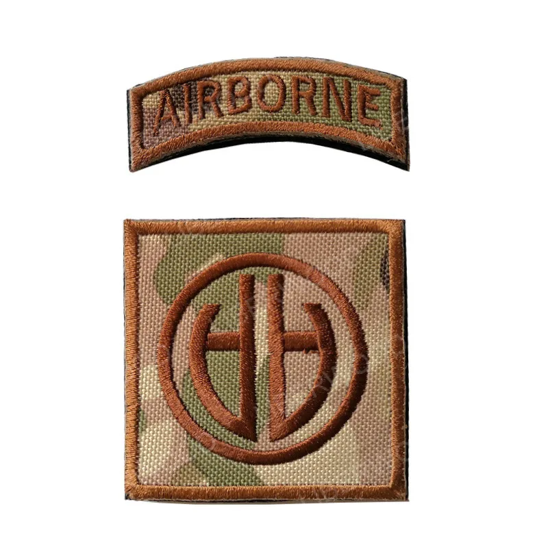 AIRBORNE 2pcs set Нашивка армии США EOD юнит снайперская Боевая нашивка воздушно-десантная тактическая эмблема Флаг Великобритании США военные значки Аппликации Наклейки на наручную повязку CP - Цвет: AIRBORNE 2pcs set