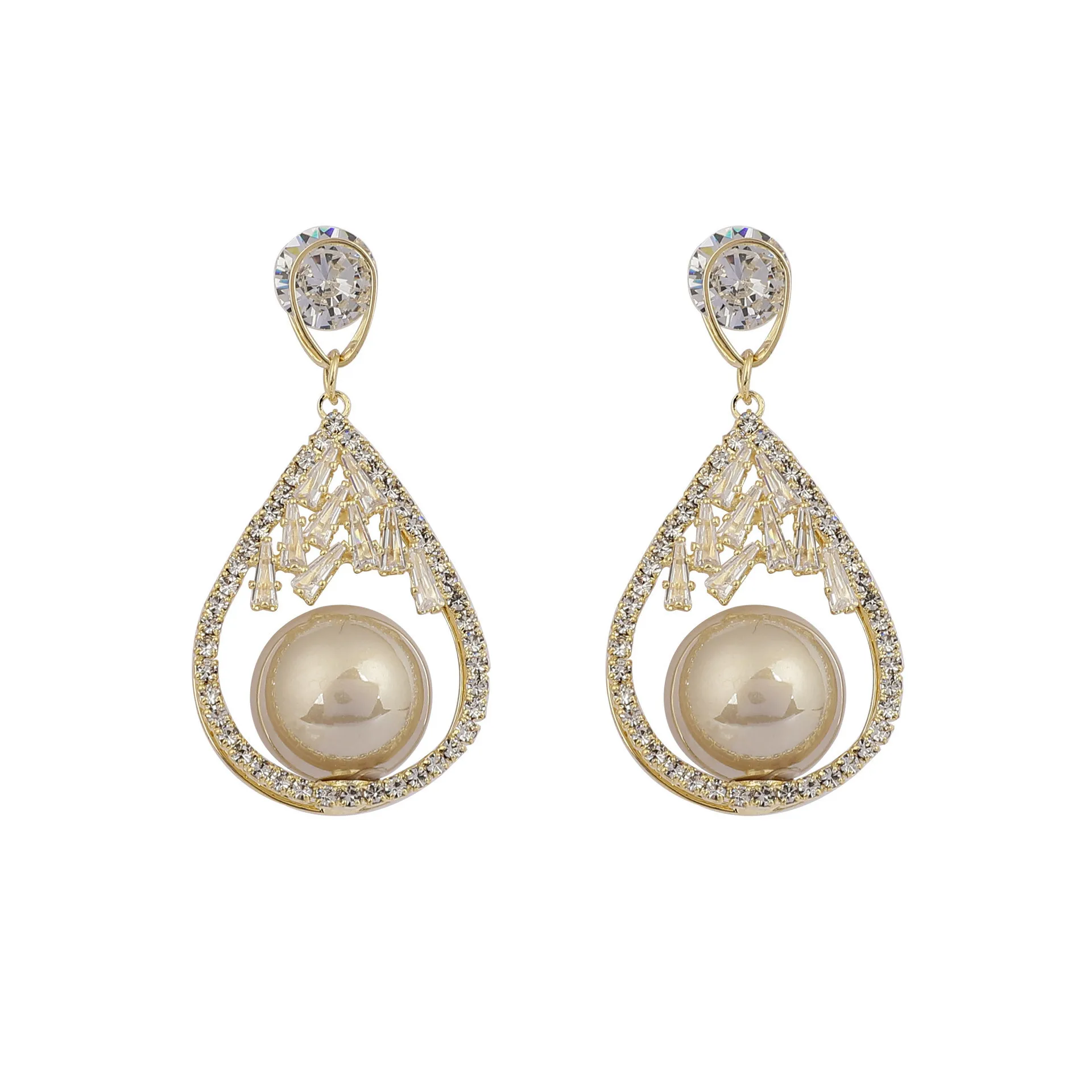 

Полые серьги-капли с жемчугом для свадьбы обручальные золотые металлические Винтажные серьги с кристаллами ювелирные изделия подарок для ...