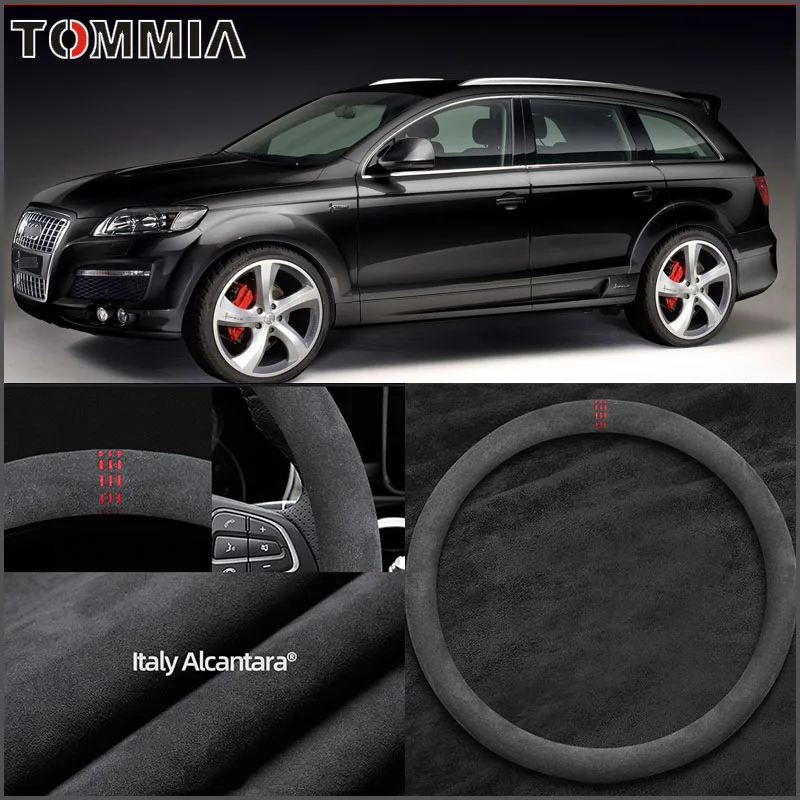 

Автомобильные аксессуары нескользящей подошве; Цвета: черный, алькантара Замша Чехол рулевого колеса автомобиля для Audi RS6