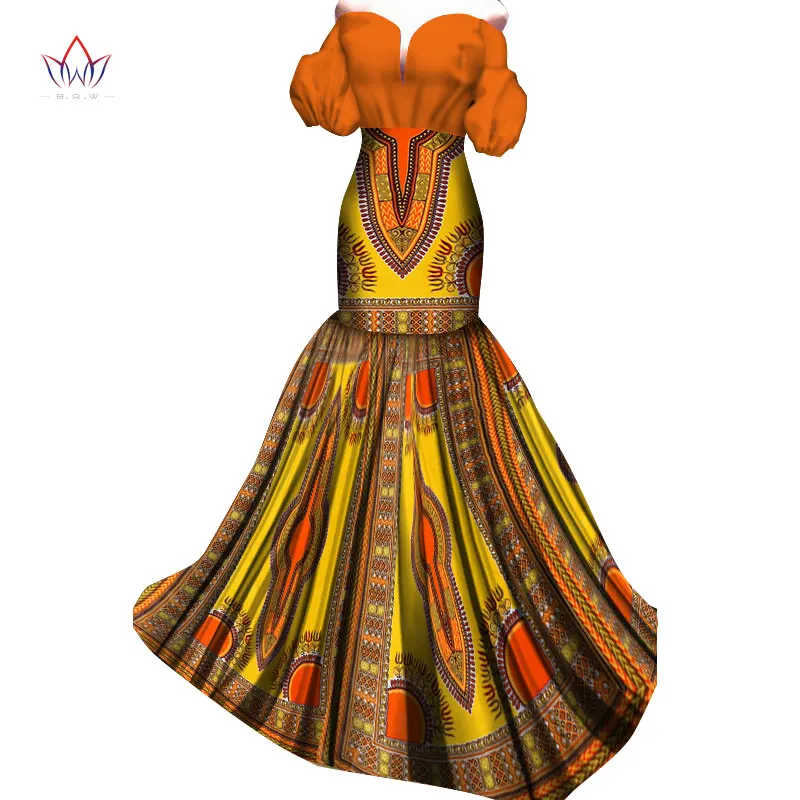 Summer Dress Maxi African Dresses for Women Off Shoulder Dresses Women Strapless Vestidos Elegant Printed Clothing Unique WY4056