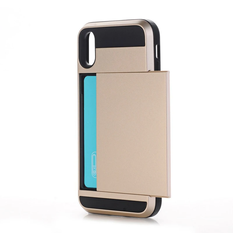 Слайд бумажник с отделением для карт хранения Защитный чехол мобильного