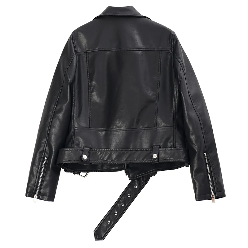 

Ly Varey Lin Women Oversize Biker Coats Faux Soft Leather Turndown Collar Rivet Zipper Autumn Loose Jacket Faux Pu Moto Outwear