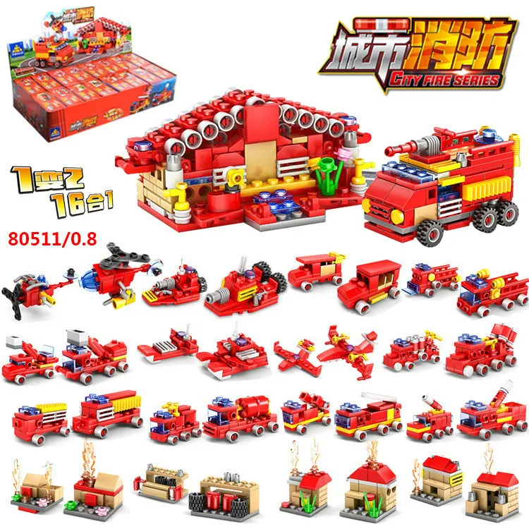 Пожарная машина вертолет лодка 16 в 1 414 шт. | Игрушки и хобби