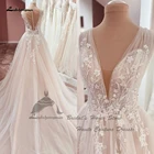 Lakshmigown классическое пляжное свадебное платье с V-образным вырезом сексуальное свадебное платье 2022 Sukienki Off White Boho Свадебное платье из тюля на тонких бретелях