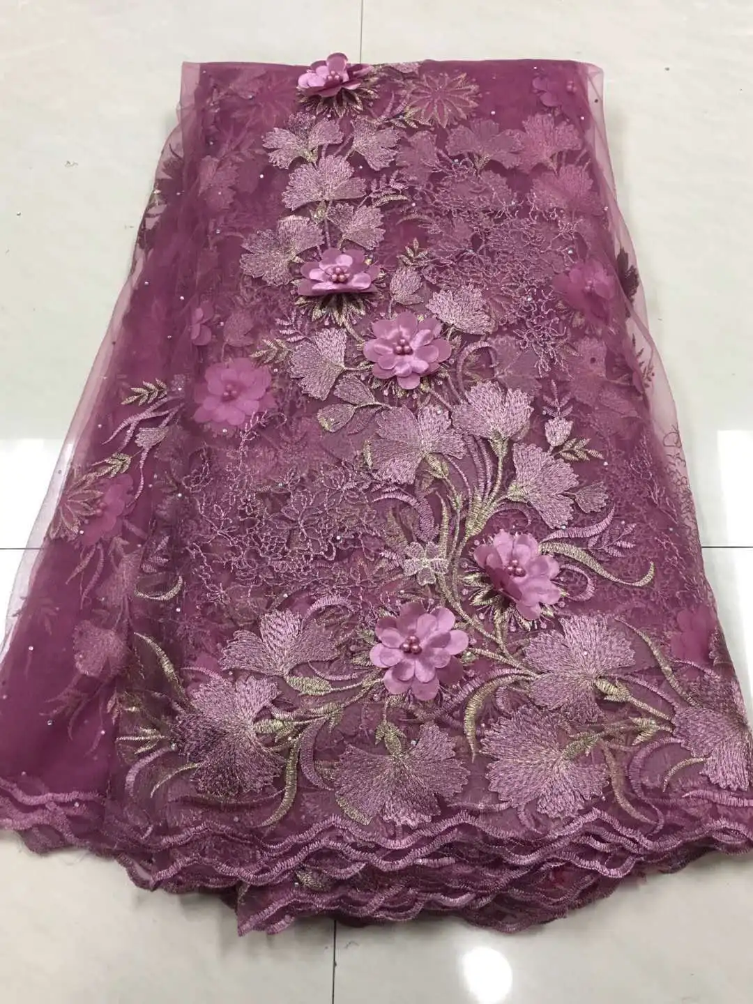 2020 новый дизайн французская кружевная ткань с 3D цветами из бисера африканская