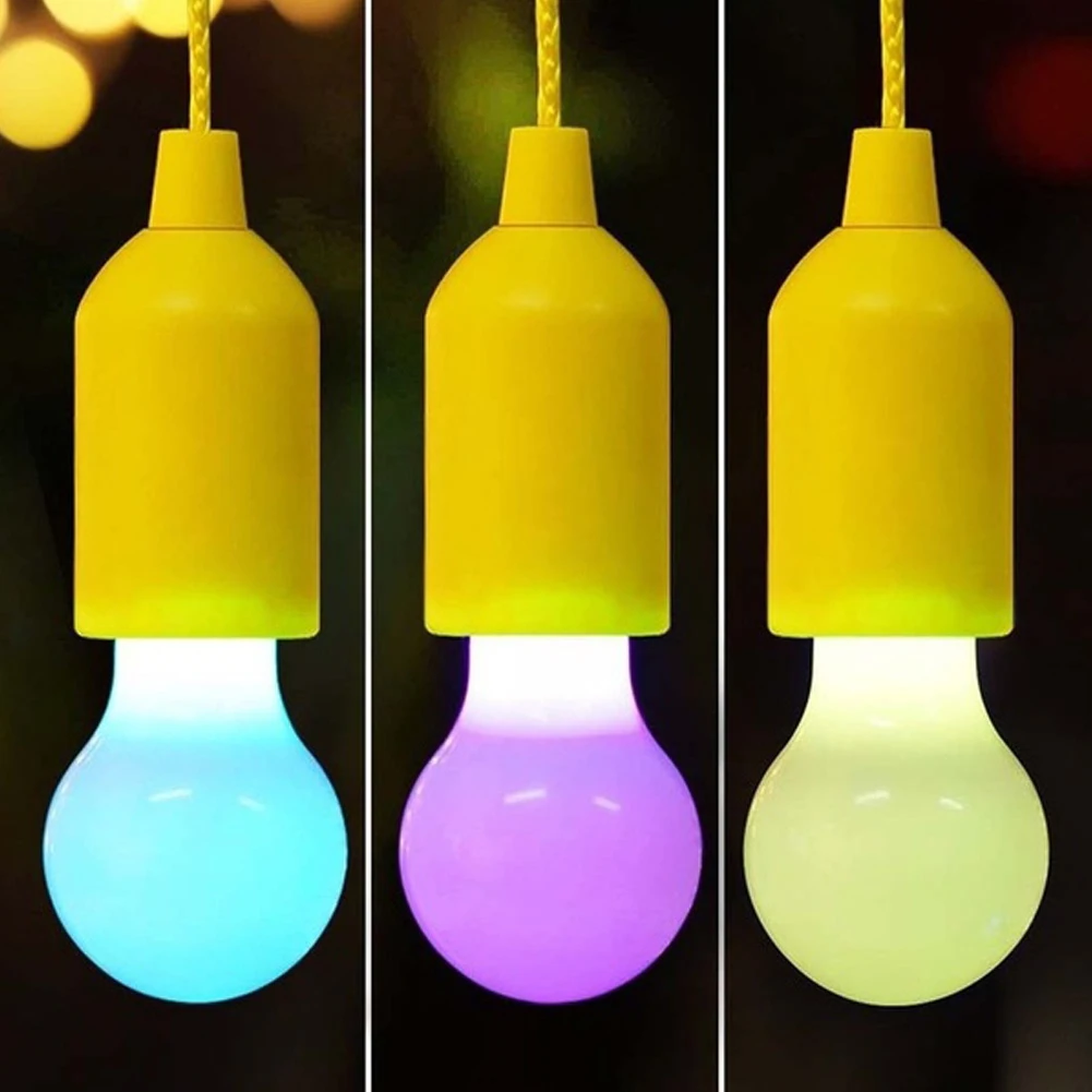 

6 Colors Portable Led Bulb Light On A Rope Hanging Pull Cord Lamp And Portable Battery Operated Great For Cupboards Sheds Patios
