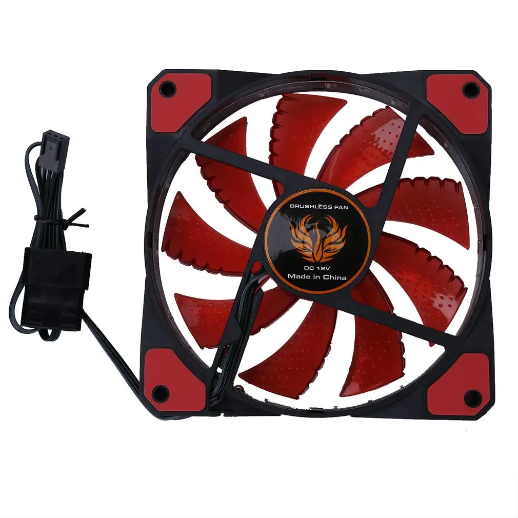 

120mm LED Ultra Silent Computer PC Case Fan 15 LEDs 12V With Rubber Quiet Molex Connector Easy Installed Fan