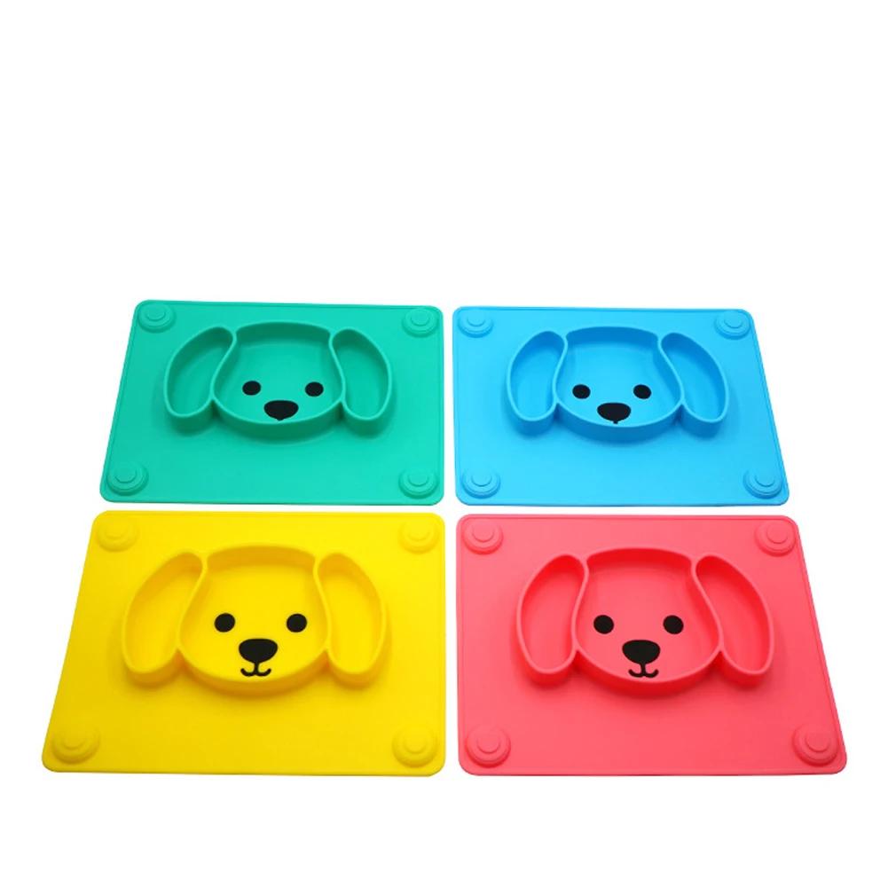 

Child Feeding Baby Placemat Reusable Foldable Non Slip Tableware Easy Clean Cute Leakproof Puppy Shape Suction Toddlers Portable