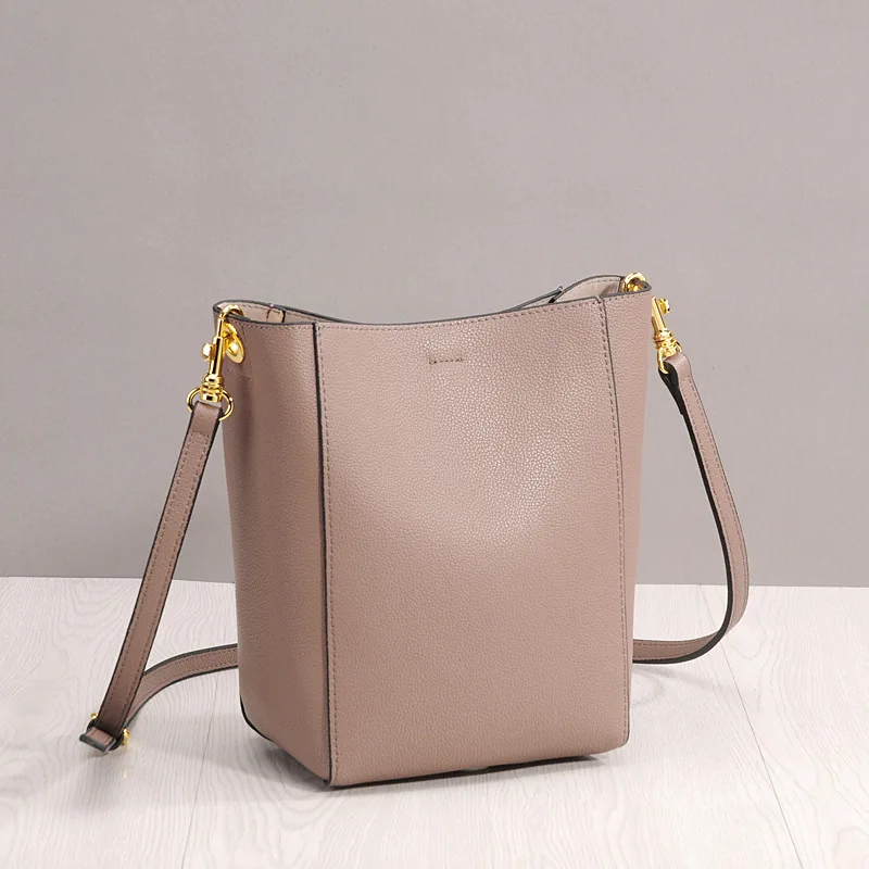 

2020 new simple bucket bag female big bag shoulder bag retro all-match crossbody leather bag handbag tote bags for women