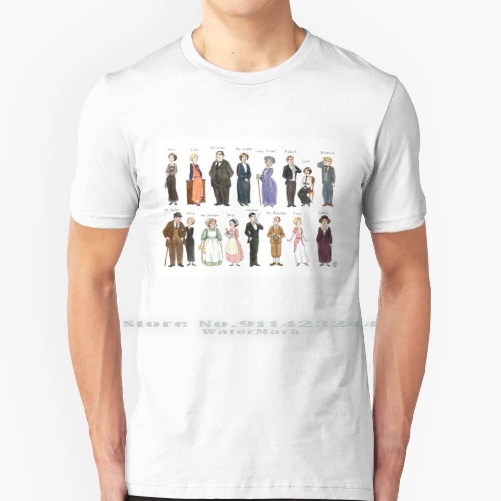 

Downton A. Portraits T Shirt Cotton 6XL Downton Abbey Fanart Character Design Watercolours Caricature