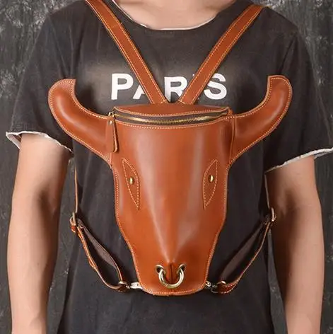 Уникальный дизайн коровьей головы Форма натуральный кожи Крейзи Хорс кожаный