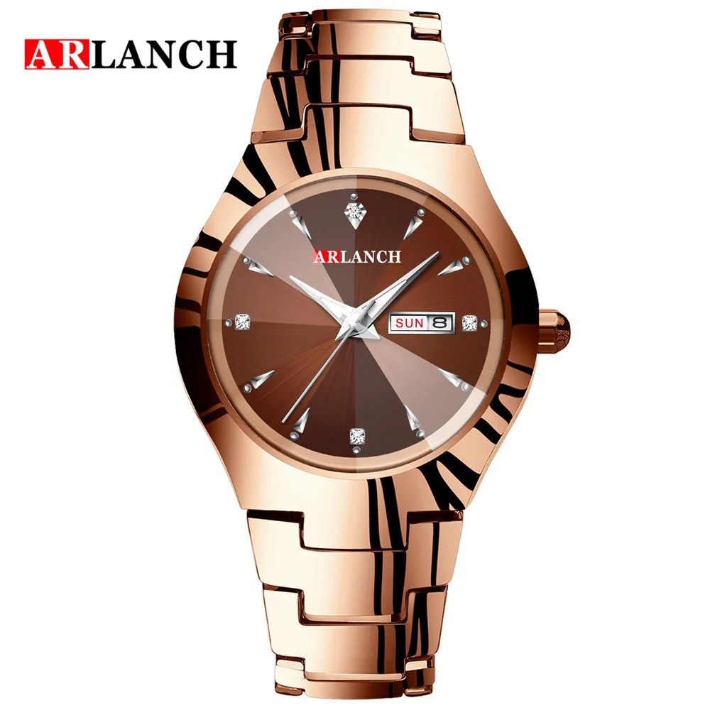 Man rose gold ARLANCH новые брендовые парные часы мужские часы женские из нержавеющей стали модные часы reloj hombre reloj mujer - Цвет: Man rose gold