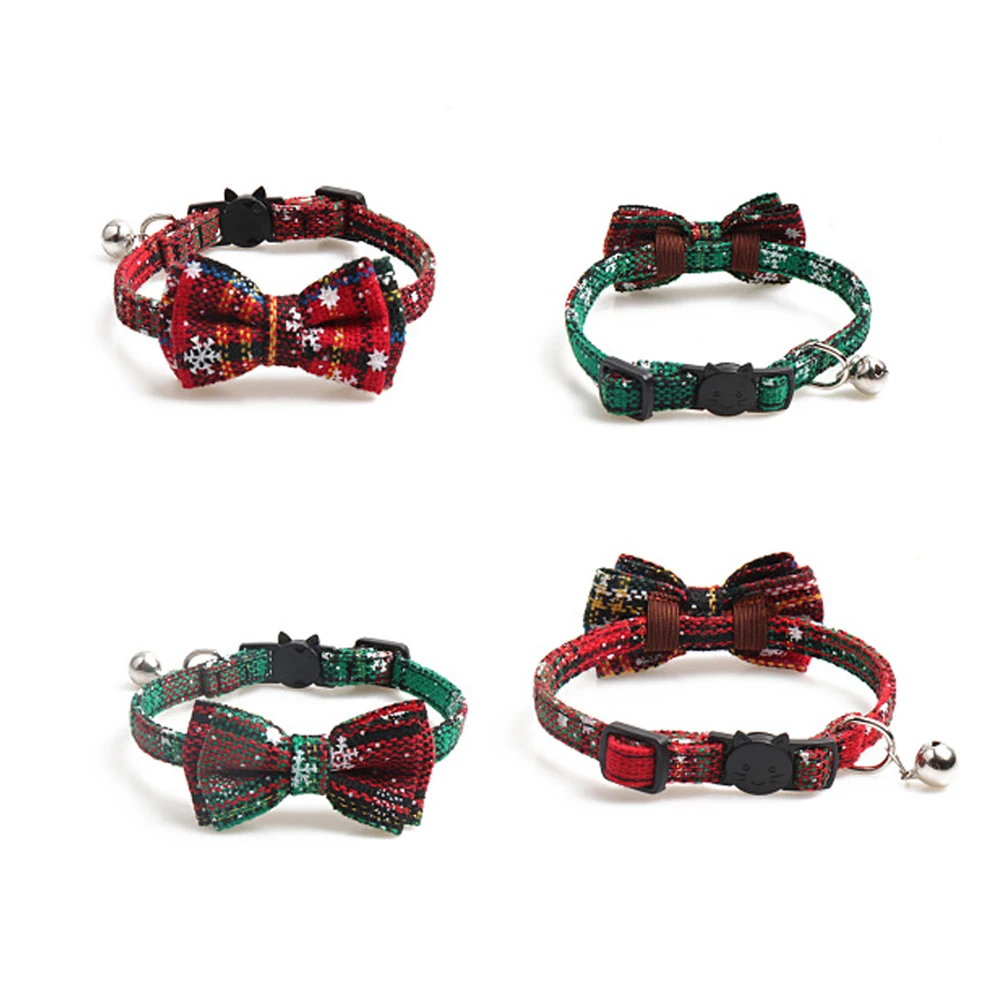Рождественский ошейник для домашних животных с колокольчиком регулируемый