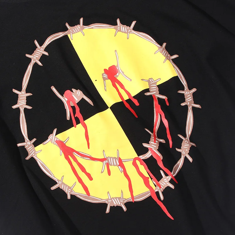 

t VLONE men shirt 100% cotton streetwear Women's T-shirt USA summer Short sleeve brand hip hop tshirt Bloody smiley